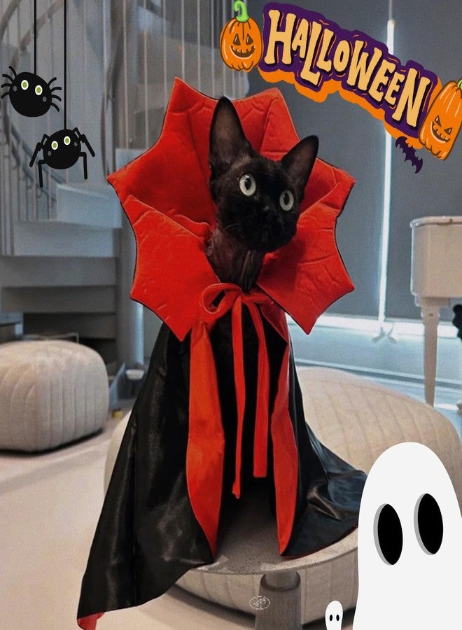 Urnat Cat/Dog Vampire Costume, Cute Funny Scary Pet Cape Cloak Clothes for Kitten & Small Medium Large Dogs, Dress Up Outfit for Halloween Cosplay (Medium) - Image 4