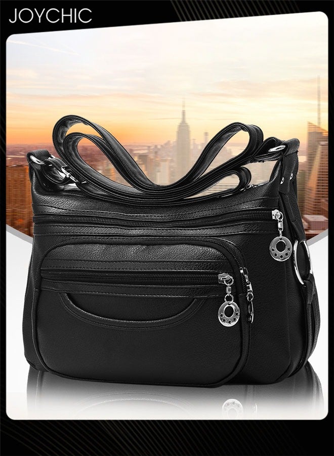 Joychic Women Leather Waterproof and Wear Resistant Crossbody Bag  Ladies Multi Pockets Lightweight Messenger Bag with Adjustable Straps - Image 1