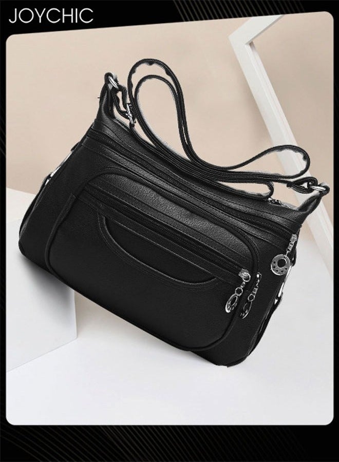 Joychic Women Leather Waterproof and Wear Resistant Crossbody Bag  Ladies Multi Pockets Lightweight Messenger Bag with Adjustable Straps - Image 2
