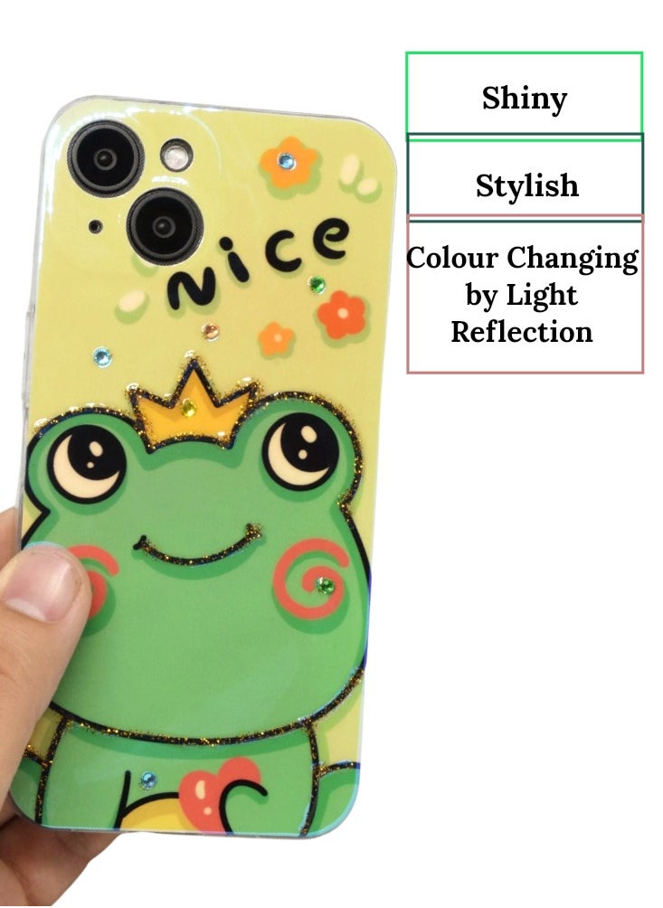 Houmt iPhone 14 Plus Case Cute Girls Women descent Laser Bling Glitter Soft Silicone Bumper Protective Phone Cover  - Image 2