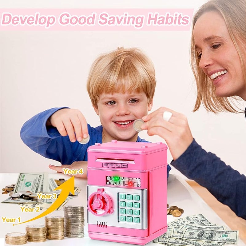 Refasy gy Bank for Girls & Boys, 4-11 Years - Electronic ATM Money Bank for Kids & Adults, Safe Coin Bank Toy, Pink - Image 2