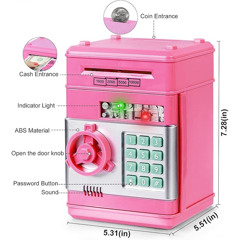 Refasy gy Bank for Girls & Boys, 4-11 Years - Electronic ATM Money Bank for Kids & Adults, Safe Coin Bank Toy, Pink - Image 3