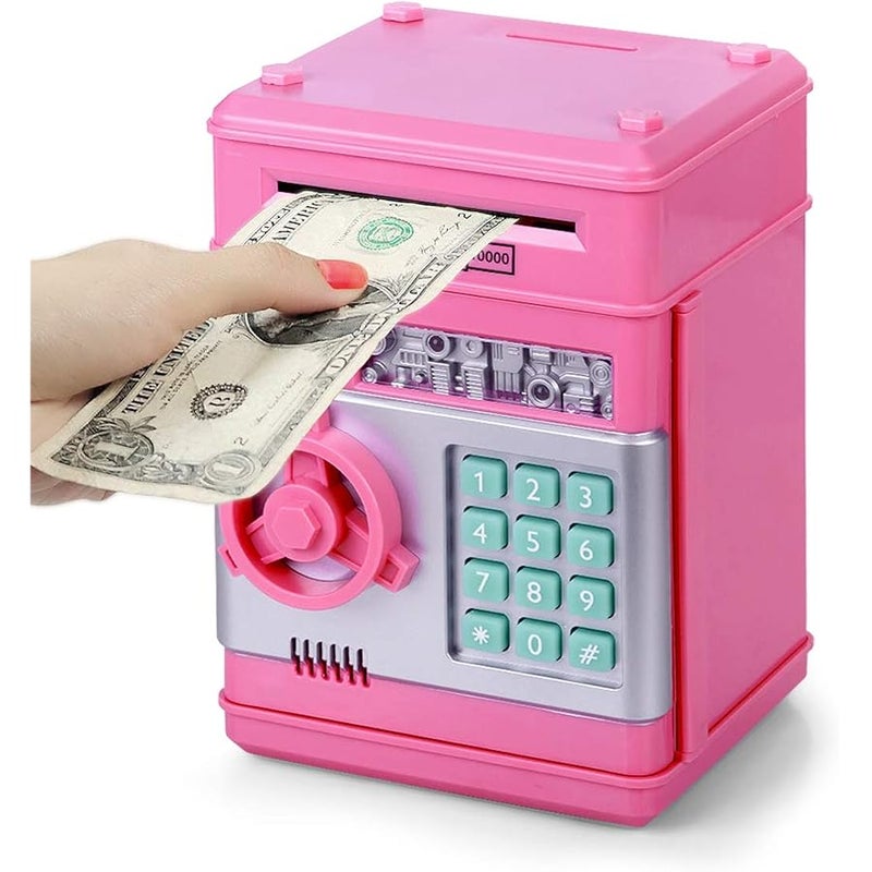 Refasy gy Bank for Girls & Boys, 4-11 Years - Electronic ATM Money Bank for Kids & Adults, Safe Coin Bank Toy, Pink - Image 1
