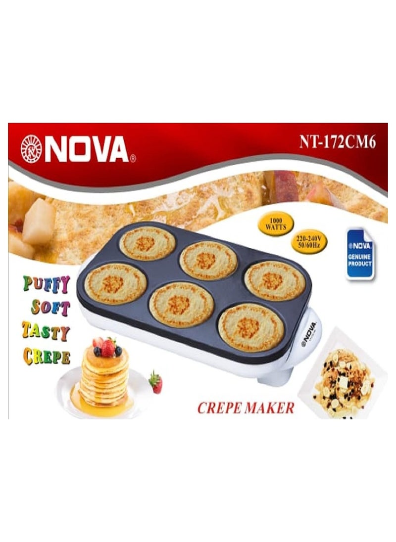 NOVA 2-In-1 Pancake & Crepe Maker | 1000W Non-Stick | 220-240V Electric Griddle - NT-172CM6" White  - Image 3