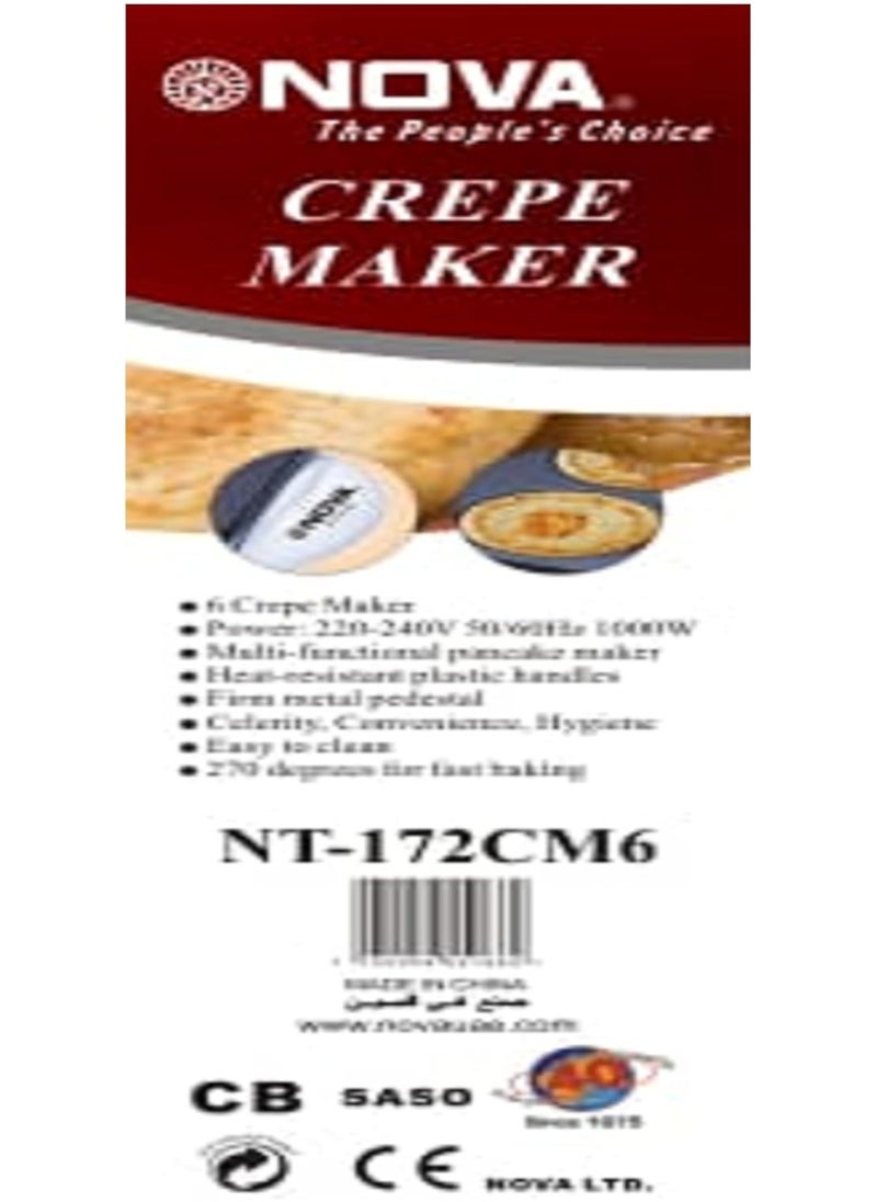 NOVA 2-In-1 Pancake & Crepe Maker | 1000W Non-Stick | 220-240V Electric Griddle - NT-172CM6" White  - Image 5