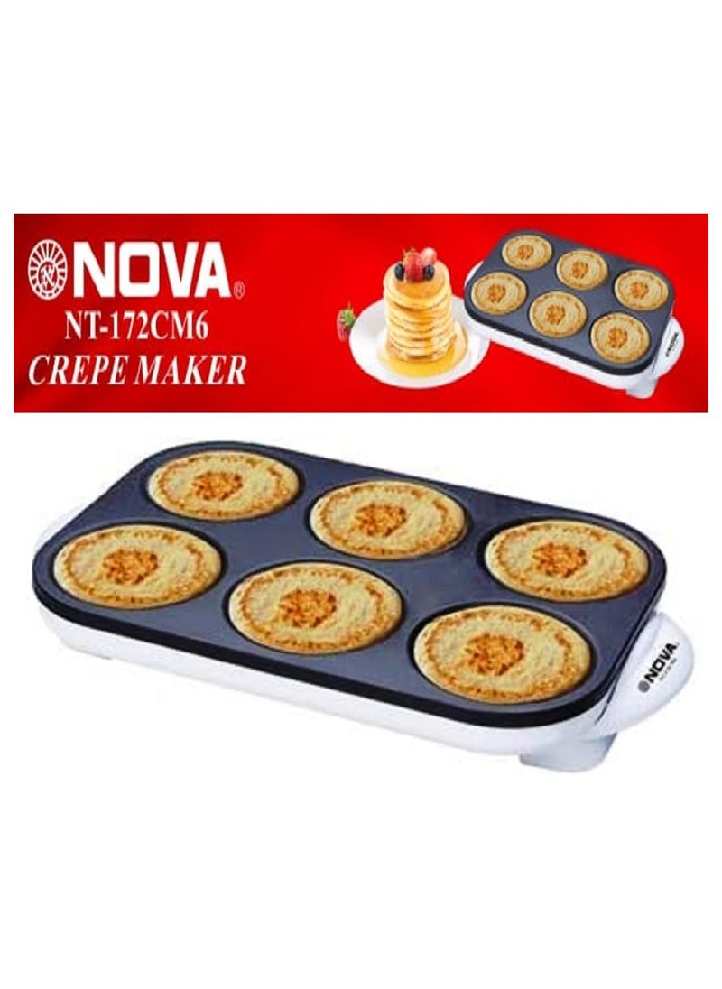 NOVA 2-In-1 Pancake & Crepe Maker | 1000W Non-Stick | 220-240V Electric Griddle - NT-172CM6" White  - Image 4