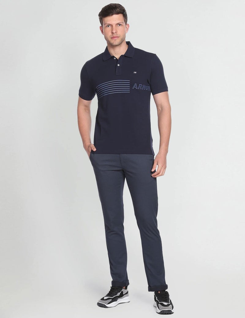 Arrow Sport Men Regular fit Cotton Striped Short Sleeves Polo Shirt(ASAEOTS3877_Blue_XXL) - Image 4