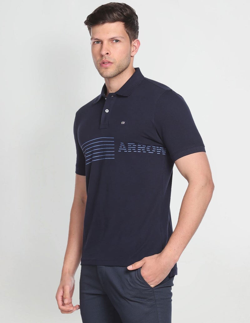 Arrow Sport Men Regular fit Cotton Striped Short Sleeves Polo Shirt(ASAEOTS3877_Blue_XXL) - Image 5