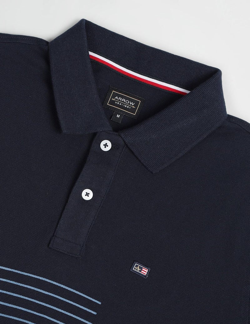 Arrow Sport Men Regular fit Cotton Striped Short Sleeves Polo Shirt(ASAEOTS3877_Blue_XXL) - Image 3