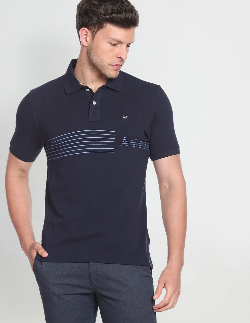 Arrow Sport Men Regular fit Cotton Striped Short Sleeves Polo Shirt(ASAEOTS3877_Blue_XXL) - Image 2