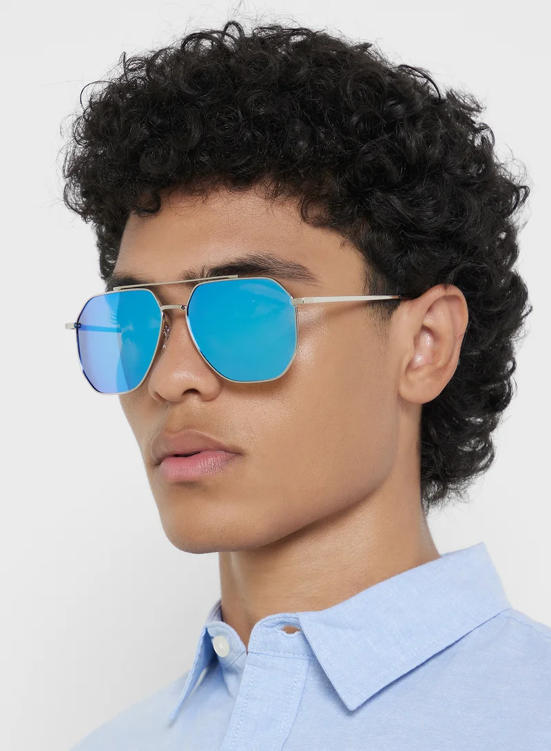 روبرت وود Polarized Lens Square Aviator Sunglasses