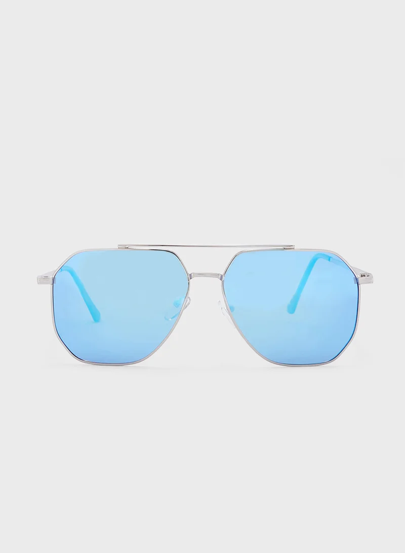 روبرت وود Polarized Lens Square Aviator Sunglasses
