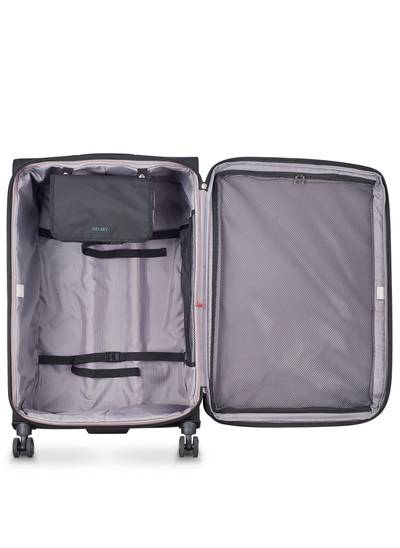 DELSEY Paris - Helium DLX 83cm Softcase 4 Double Wheel Expandable Check-In Luggage Trolley Black - Image 1