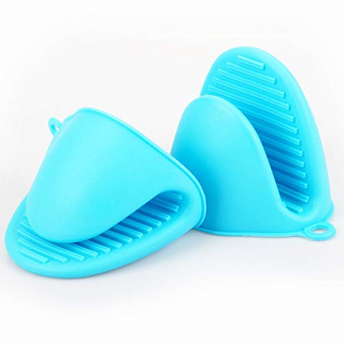 Acronde 2 Pairs Mini Oven Gloves Silicone Heat Resistant Cooking Pinch Mitts Potholder for Kitchen Cooking & Baking (Red and Blue) - Image 2