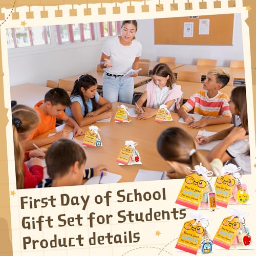 Trnayi 24 Set Back to School Gifts for Student, First Day of School Keychain Gift Set with Gift Tags and Organza Bags for Classroom Reward Gifts School Party Goodie Bag Stuffers - Image 4
