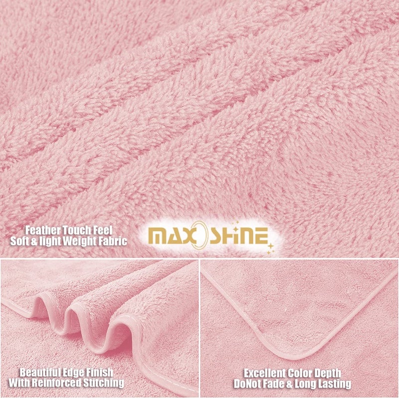 MAXOSHINE Microfiber Bath Towel/Hair Wrap Combo-Soft Super Absorbent Towels for Bath with Hook-Quick Dry Towel for Women and Men (1 Bath Towel+1 Hair Wrap Combo-Pink) - Image 2