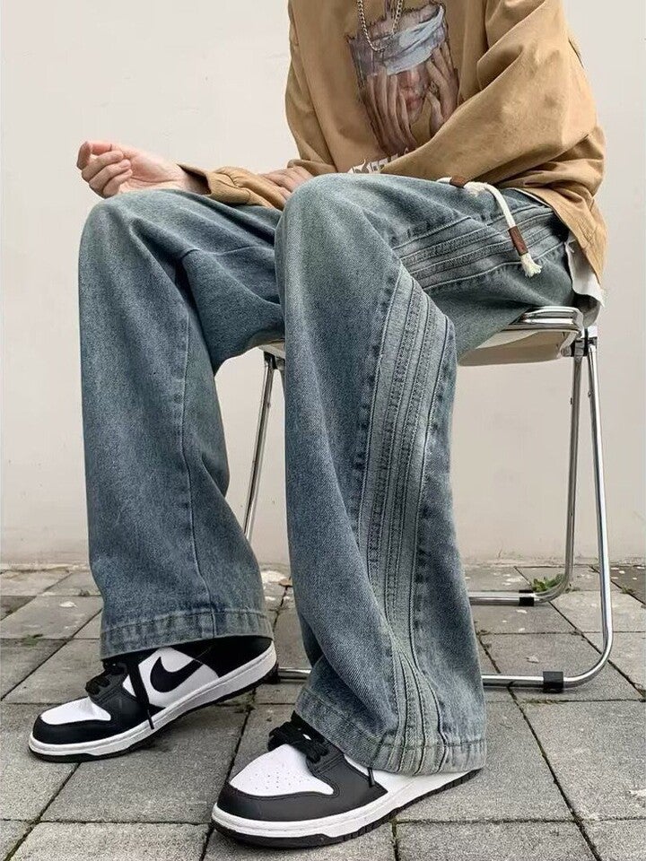 Unisex Classic Denim Jeans Loose Fit Daily Outdoor Wear - Image 1