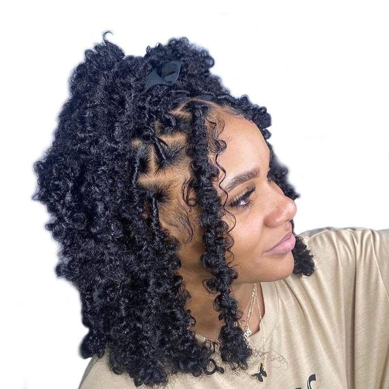 Beverlee Butterfly Short Bob Faux Locs Crochet Braids Pretwisted Soft Locs Hair for Women 1B