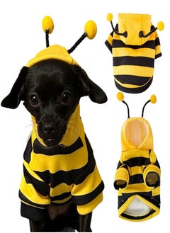 Dog Hoodie Bee Costume Pet Outfit Bumblebee Cat Clothes Funny Dog Hooded for Small Medium Dogs Puppy Chihuahua Yorkie Party Cosplay, Black and Yellow (Large)