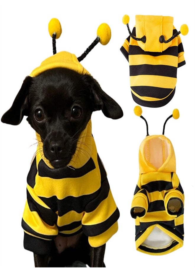 KASTWAVE - Dog Hoodie Bee Costume Pet Outfit Bumblebee Cat Clothes Funny Dog Hooded for Small Medium Dogs Puppy Chihuahua Yorkie Party Cosplay, Black and Yellow (Large) - Image 1