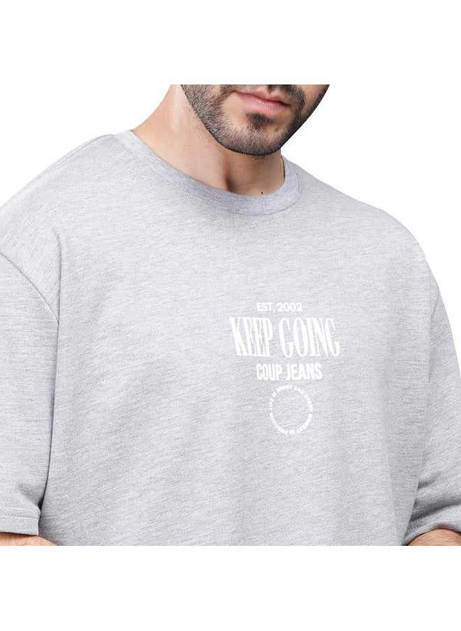 Coup - Coup Printed T-Shirt For Men - loose Fit Fit - Grey - Image 1