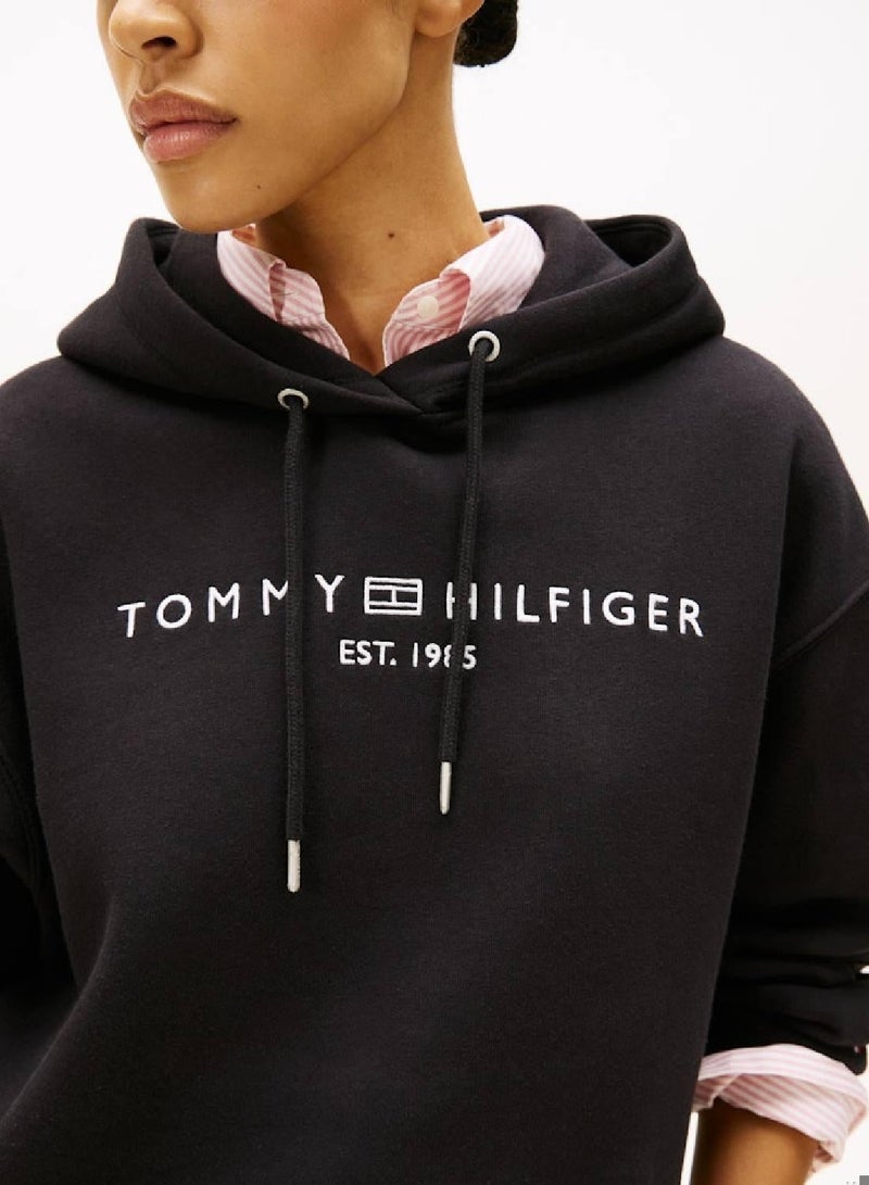 TOMMY HILFIGER Flex Fleece Logo Embroidery Relaxed Hoody - Image 4
