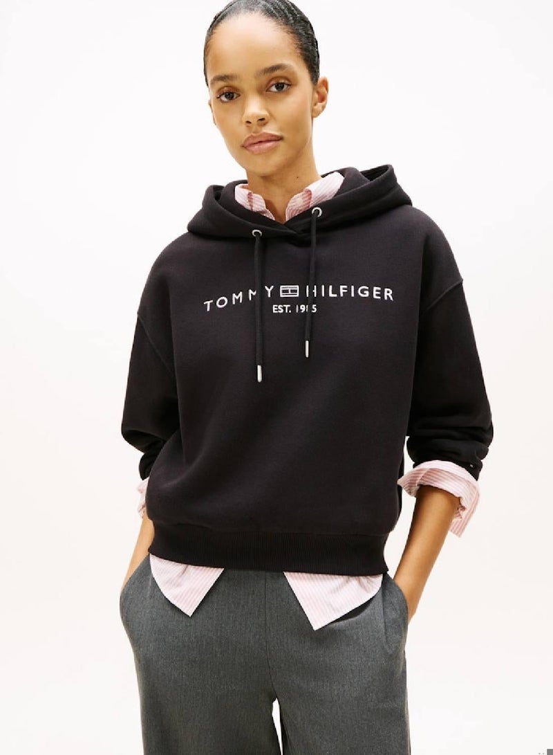 TOMMY HILFIGER Flex Fleece Logo Embroidery Relaxed Hoody - Image 1