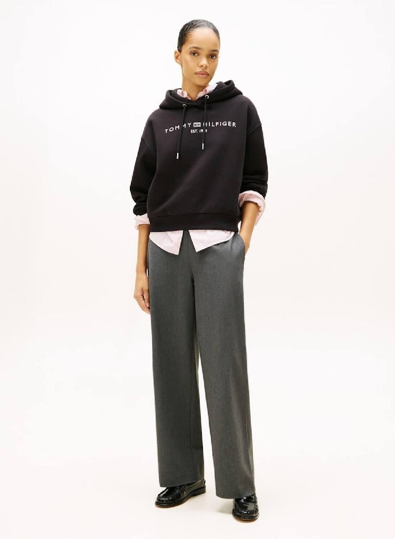 TOMMY HILFIGER Flex Fleece Logo Embroidery Relaxed Hoody - Image 2