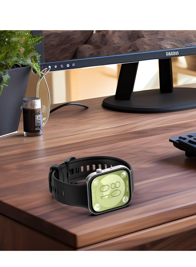 Huawei Watch Fit 3 Strap Comfortable and Flexible Silicone Adjustable Replacement Watch Strap for Huawei Watch Fit 3 (Midnight Blue) - Image 5