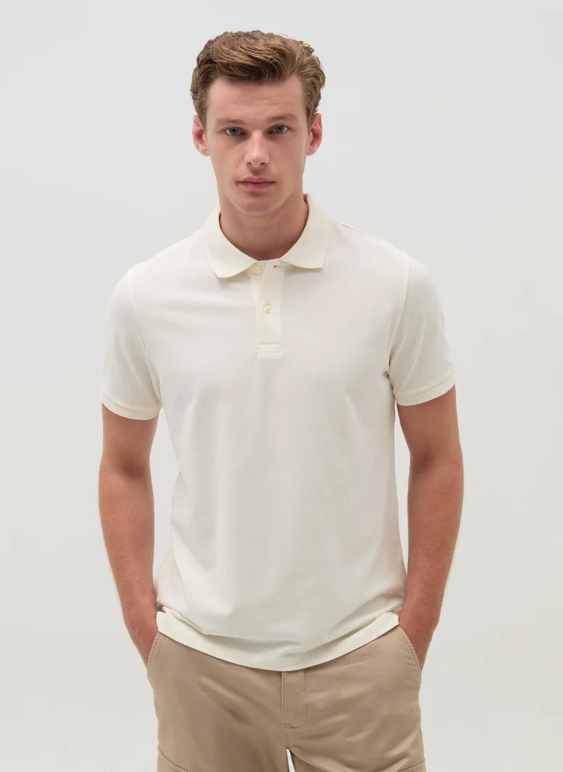 او في اس Cotton pique polo shirt