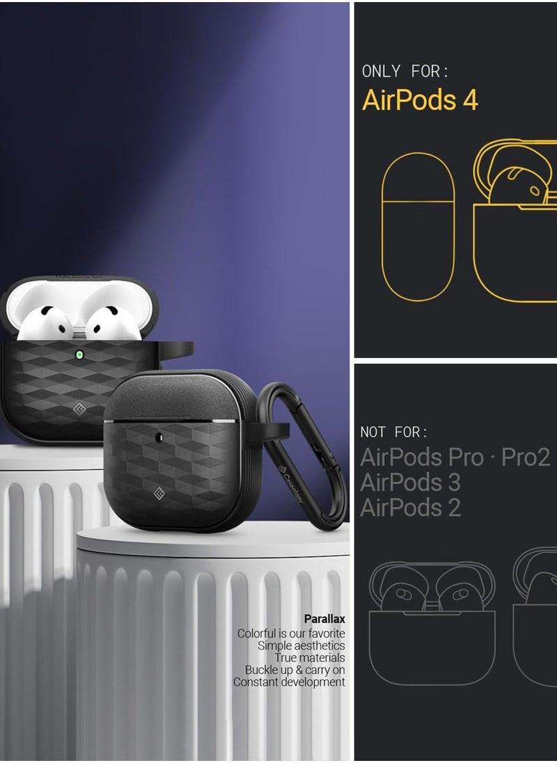 Parallax AirPods 4 Case Cover (2024) with carabiner - Matte Black