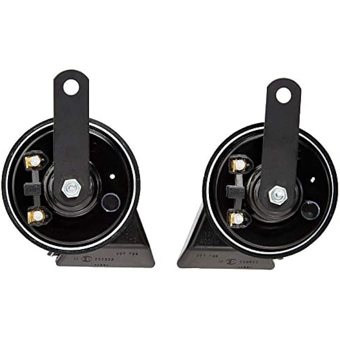HELLA Trumpet Horn Set Of 2 Universal Fit Black Metal 105 Db Vehicle Horn - Image 2