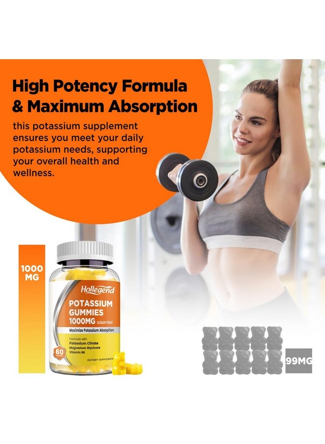 Hollegend هوليجند حبوب البوتاسيوم 1000 ملغ، مزيج لتعزيز امتصاص البوتاسيوم مع فيتامين ب6 والمغنيسيوم، مكمل سترات البوتاسيوم للبالغين، خالي من السكر، 60 حبة - Image 5