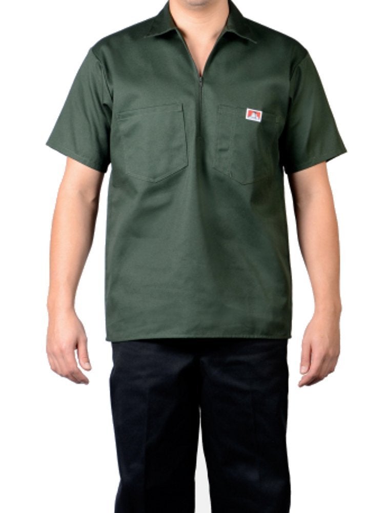 Ben Davis Solid Color SS Work Shirts (Large, Olive) - Image 1