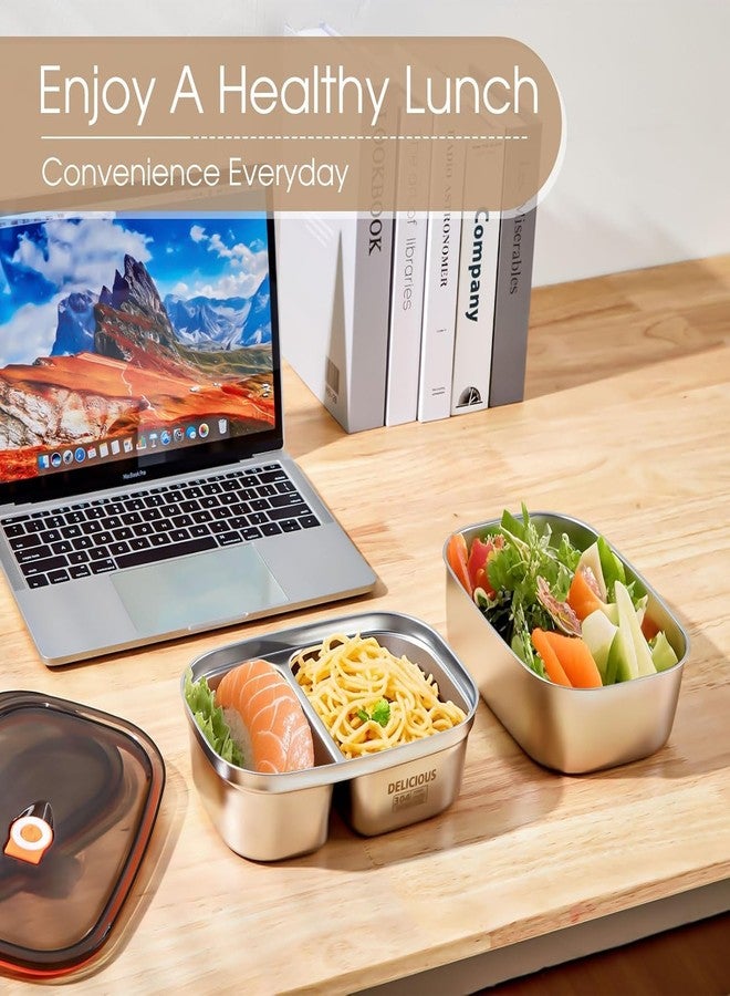AMPLIN Stainless Steel Bento Box Adult Lunch Box with Compartments | Leak Proof | Microwavable | Stackable 1.2L+1.7L Capacity Meal prep Box for Men/Women, School, Office for Work & Travel - Image 5