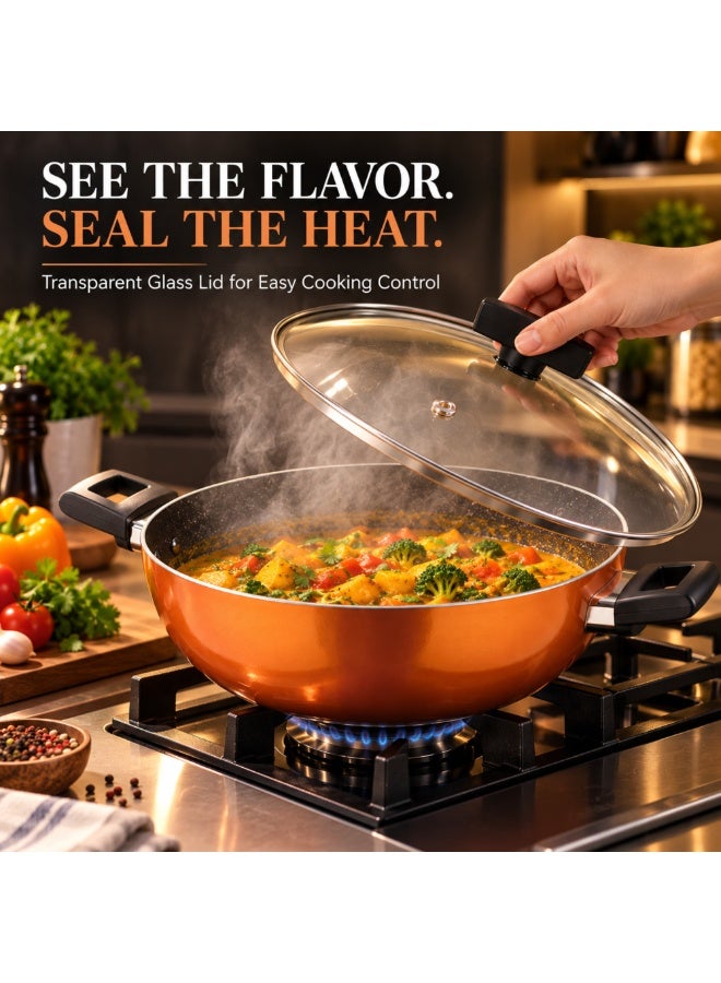 Bergner 3-Piece Nonstick Cookware Set with Glass Lids, Forged Aluminium Pots and Pans Set, Induction Compatible Fry Pan, Saucepan & Casserole for Everyday Cooking - Image 3