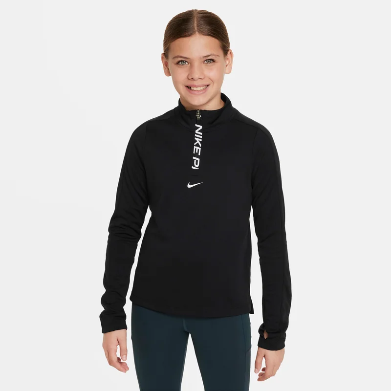 Nike Black Girls' Pro Dri-FIT 1/2-Zip Top  | Best Price UAE
