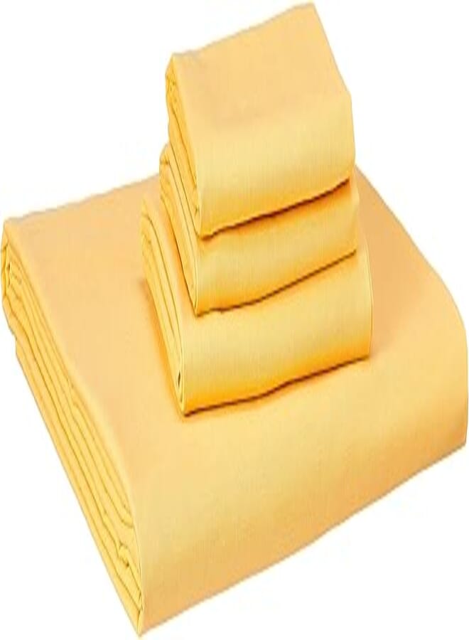 NICE HOME Flat Bed Sheet Set - 3 Pillow Cases and 1 Bed Sheet - Size 160x200cm Yellow 4.0 Piece