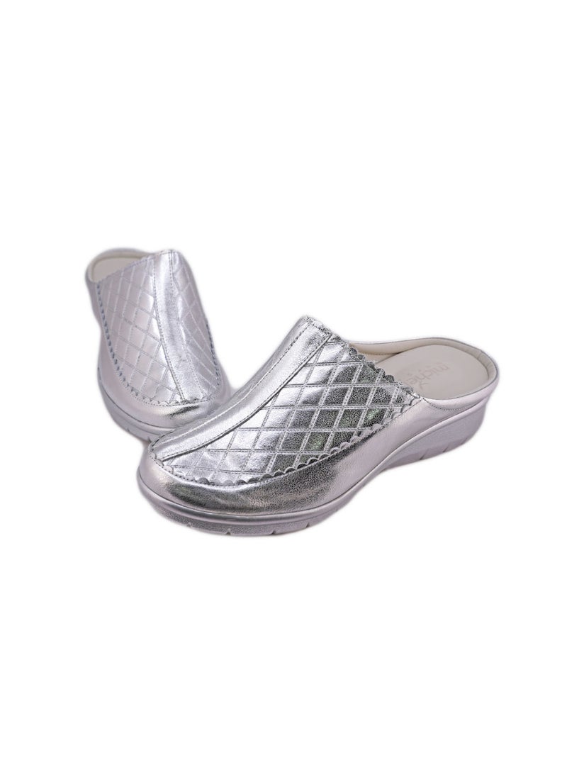 Michelle Morgan Elegant  Ladies Clogs  Silver  - Image 2