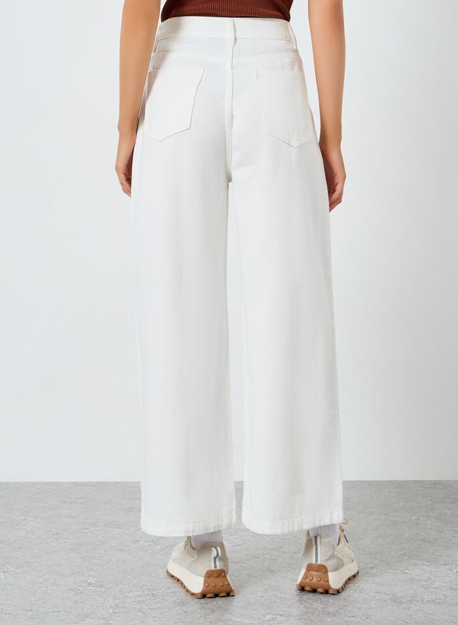 Styli Off White Wide Leg Jeans - Image 4