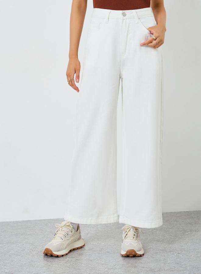 Styli Off White Wide Leg Jeans - Image 2