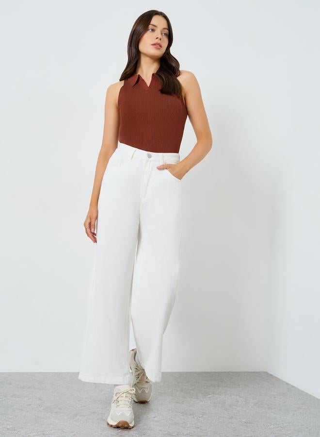 Styli Off White Wide Leg Jeans - Image 1