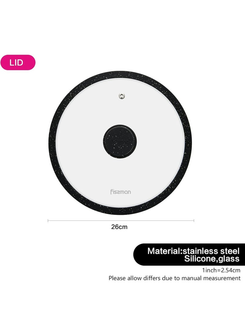 Fissman Non Stick Frying Pan 20cm x 26cm with Glass Lid Set, Aluminum TouchStone Coating Frypan Tempered Glass Silicone Rim Pot Lids Induction Base Technology Bakelite Handle PFOA Free - Image 5