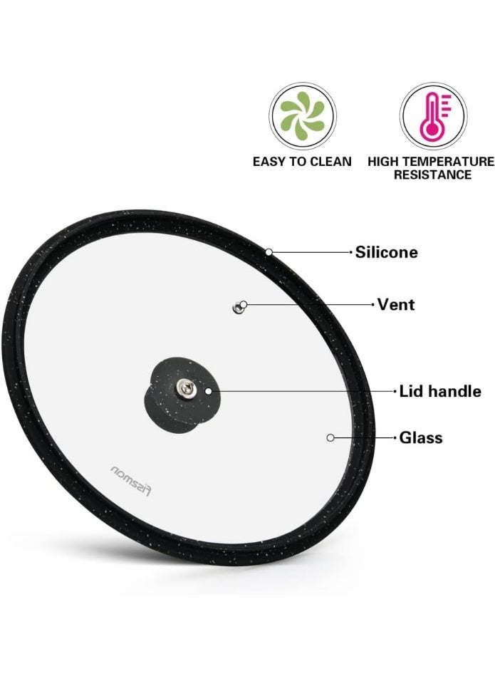 Fissman Non Stick Frying Pan 20cm x 26cm with Glass Lid Set, Aluminum TouchStone Coating Frypan Tempered Glass Silicone Rim Pot Lids Induction Base Technology Bakelite Handle PFOA Free - Image 4