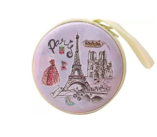 Stealodeal Round Aluminium Zipper Headphone Case Paris PC-01 (Multicolor) (All Earphones) - Image 1