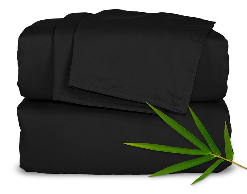 Pure Bamboo Full Sheets by Pure Bamboo Genuine 100 Organic Viscose Derived from Bamboo Bed Sheet Set Luxuriously Soft  Cooling Double Stitching Lifetime Quality Promise Full Black 