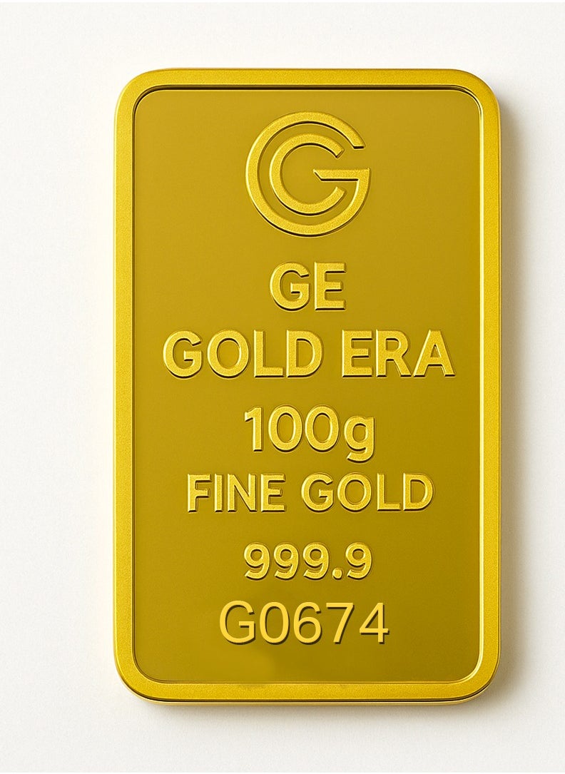 Gold Era GOLD ERA 24K (999.9) 100G Gold Bar - Premium 24 Karat Solid GOLD BAR for Investment, Collectors & Wealth Protection  - Image 2