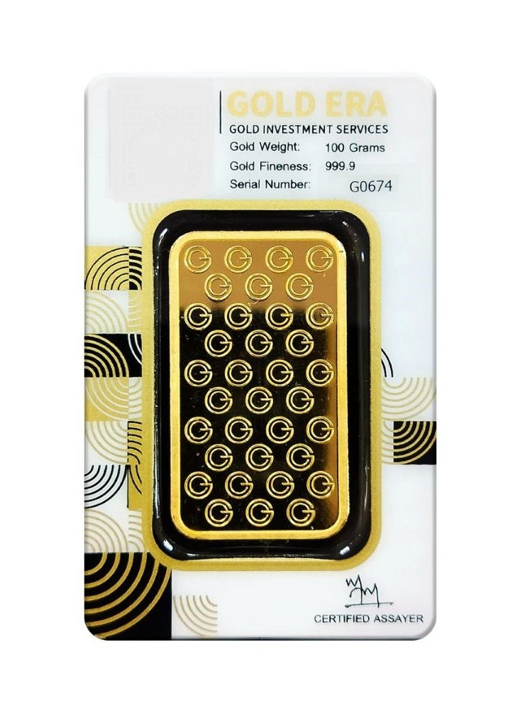 Gold Era GOLD ERA 24K (999.9) 100G Gold Bar - Premium 24 Karat Solid GOLD BAR for Investment, Collectors & Wealth Protection  - Image 3