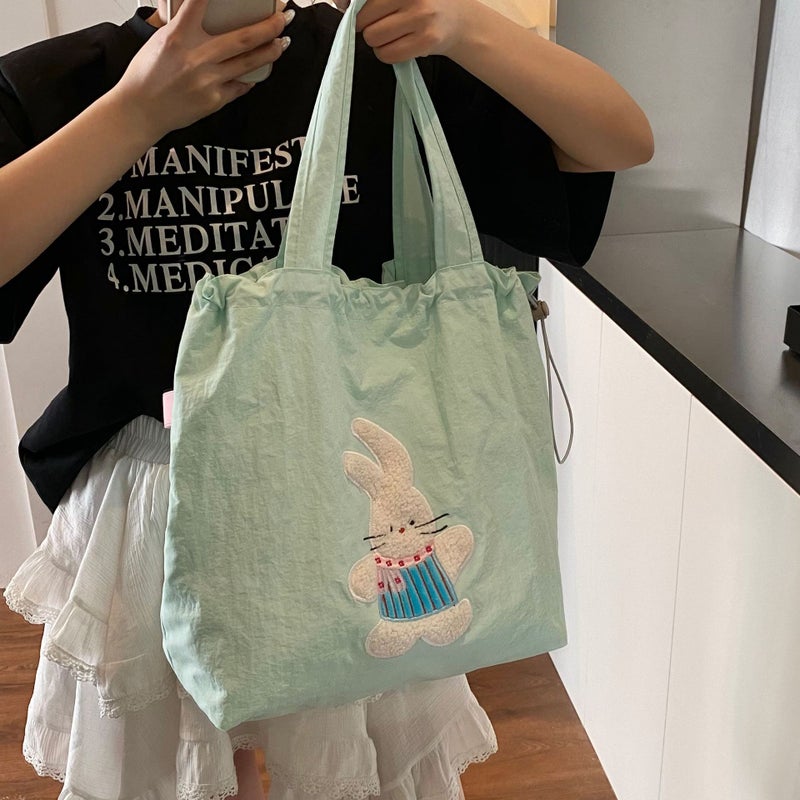 Tea Party Cute Shoulder Bag Lightweight Canvas Bag Student Class Tote Bag Women'S Macaron Color Handbag - Image 4