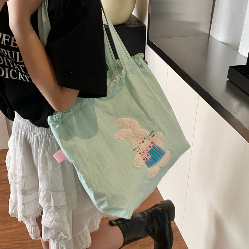 Tea Party Cute Shoulder Bag Lightweight Canvas Bag Student Class Tote Bag Women'S Macaron Color Handbag - Image 2